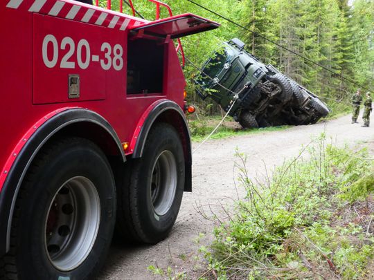 Bärgningsfordon som används av LL Bärgning & Transport AB